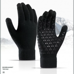 35 Prs Men Thicken Touch Screen Anti Slip Silicone Gel Thermal Soft Knitted Gloves