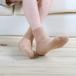 21 Prs Winter Pure Color Coral Fleece Thickening High Ankle Socks